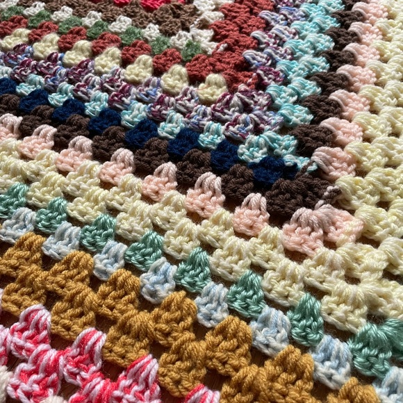 NWOT Lap Blanket, Hand Crocheted in Beautiful Multi-Color Yarn, Soft, 40x40 - Picture 7 of 8